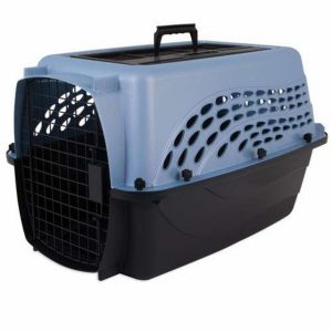 Plastic dog crate.