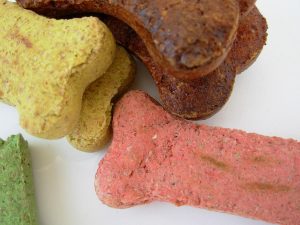 Colorful dog treats.