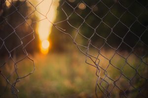 Chain link fence.