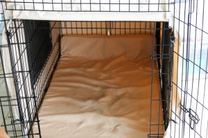 Empty dog crate.