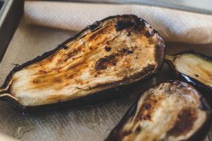 Cooked eggplant.