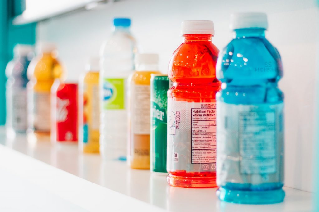 Sports drink bottles.